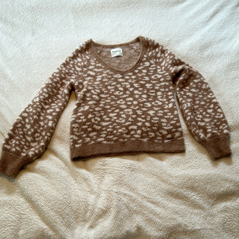 Abercrombie & Fitch Women’s Sweater Soft A&F collection Small Tan & White